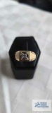 Two toned ring with clear gemstone, marked 10K, (seller description diamond), 4.9 G, size 8.5