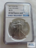 2017 Eagle S$1 early release MS70 one dollar coin, 1 oz fine silver