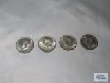 (4) 1964 Kennedy half dollars, one marked D