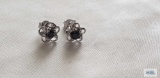 Silver colored earring with gemstone, marked 925