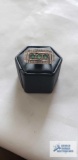 Silver colored ring with green (Emerald) and clear (CZ) gemstones, marked 925 5.4 G, size 9.5