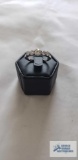 Silver colored ring with five clear gemstones (CZ), marked 925, 2.8 G, size 8