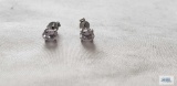 Silver colored earrings with pale pink stone, marked 925, 1.25 G