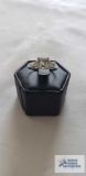Silver colored ring with pale yellow stone, marked 925, 3.4 G, size 7.5