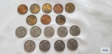 (9) 1979 Susan B. Anthony one dollar coins, 1 Sacagawea coin, and Presidential tokens