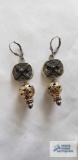 Two toned dangle earrings, marked Sterling AKR, 13.8 G