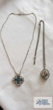 Silver colored pendant, marked Jerusalem, on silver colored chain, no markings found. Silver colored