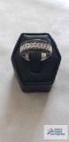 Silver colored (black diamond eternity) ring, marked 925, 4.8 G, size 8