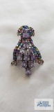 Colorful rhinestone single earring/pin