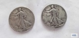 (2) 1945 Walking Liberty half dollars, 1 marked D