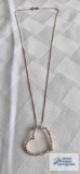 Gold colored heart pendant with clear stones on gold colored chain, both marked 925, 4.0 G