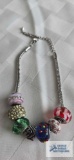 Charm bracelet with beaded charms, no markings found