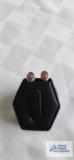 Silver colored earrings with light brown (cornelian) stone, marked 925, 2.0 G