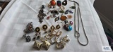Costume jewelry earrings, pins and earring pieces, pendants, etc.