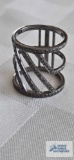 Silver colored sparkly stone (marcasite) ring, marked 925, 6.0 G, size 7