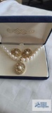 Costume jewelry pearllike necklace and earrings set in box