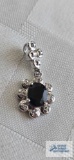 Blue stone pendant with small clear gemstones, marked 925, 3.8 G