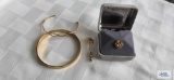 Nugget tie tack, no marking. Monet bangle bracelet. Covington cuff bracelet. Lapel pin.