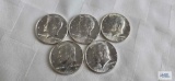 (5) 1964 Kennedy half dollars uncirculated