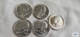 (5) 1964 Kennedyhalf dollars, uncirculated