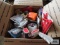 Box of hardware and kitchen items