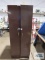 Metal two-door cabinet and clothes hangers