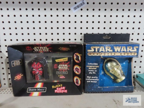 Star Wars episode 1 Darth Maul Rubik's Cube puzzle new in box and Star Wars computer mouse new in