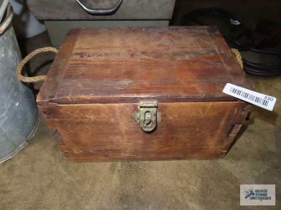 Homemade wooden box with rope handles