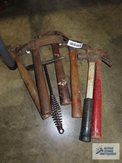 Assorted hammers, including chipping, ball peen, and welding