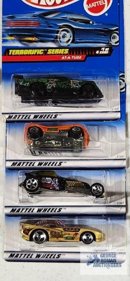 Complete set of 1999 Terrific series Hot Wheels cars new in packages