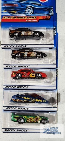 Complete set of 2000 Kung Fu Force series Hot Wheel cars new in packages with one extra