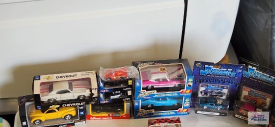 Muscle Machines, muscle cars, and other diecast cars, new in boxes and packages