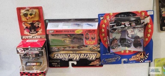 Winner's Circle Micro Machines set, Dale Earnhardt car, Fast Max car and NASCAR ornament, new in