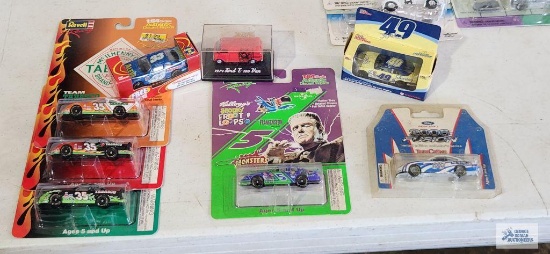 Three Revell Racing Team Tabasco cars, Kellogg's Spooky Fruit Loops Frankenstein car, 2006 Ford