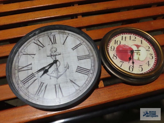 Nautical and apple motif battery powered wall clocks