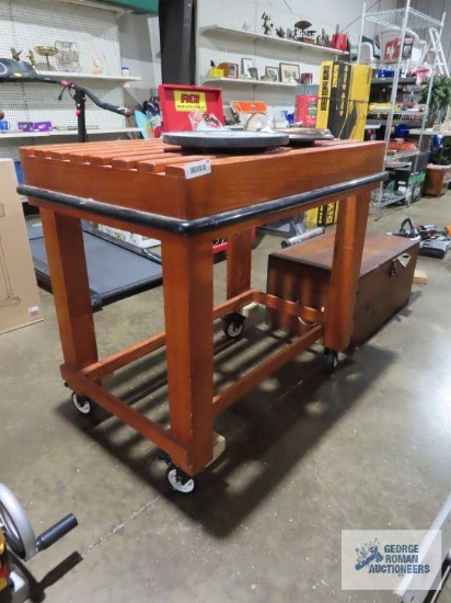 Wooden roll about kitchen cart