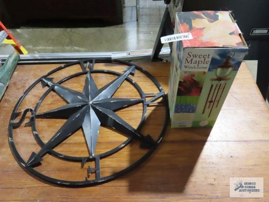 Sweet Maple wind chime new in box and compass star metal outdoor decoration