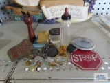 Coca-Cola bottle opener. Even Flow miniature advertising baby bottle, antique inkwell, Park