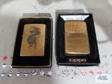 Zippo lighter in box and Zippo cowboy and horse figurine lighter in box