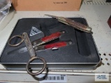 Vintage utility knife, vintage case knife parts and partial Sheffield gift set with multi-tool and