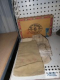 Vintage money bags and cigar box