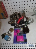 New Master Lock with key, antique lock with key, other padlocks with keys and antique door knob