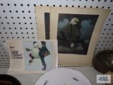1977 Norman Rockwell Credit Union advertising calendar pages and American bald eagle prints
