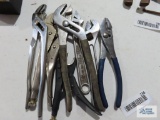 Variety of pliers, Crescent wrench, and vise grips