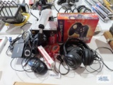 JVC headphones, Gravis Eliminator Gamepad Pro with box, Studio 10 DJ headphones, Samsung hard drive
