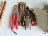Craftsman 5-piece offset screwdriver wrench set new in package, various pliers, and crimpers