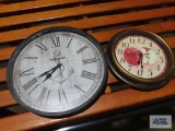 Nautical and apple motif battery powered wall clocks