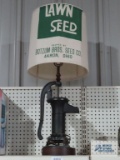 Lawn Seed advertising cast iron pump lamp. Botzum Bros. Seed Co., Akron, Ohio