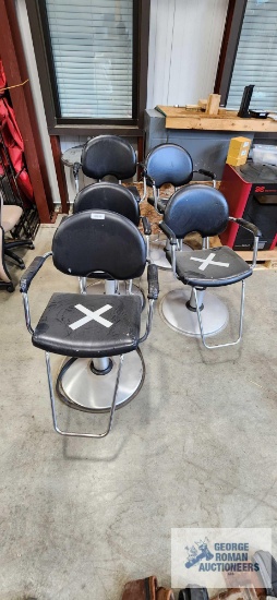 Five Belvedere hydraulic salon chairs