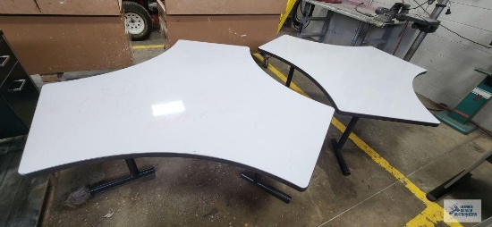 Two white board tables. 5' 9" overall width. 26-1/2" tall.